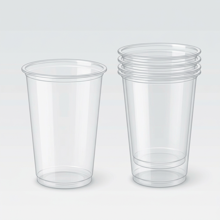 Generated illustration of clear plastic cups without lids