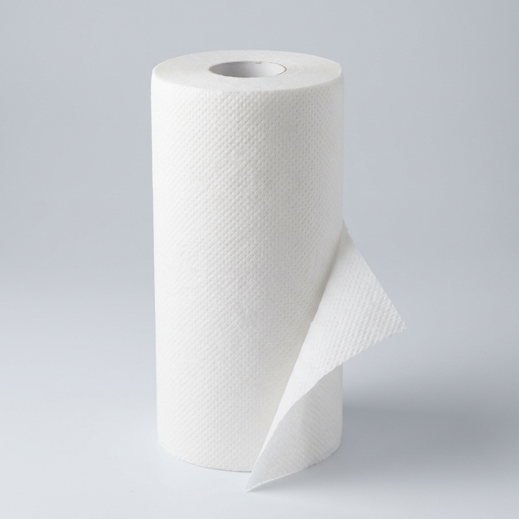 Generated illustration of a generic kitchen paper towel roll, not verified SnowSoft packaging