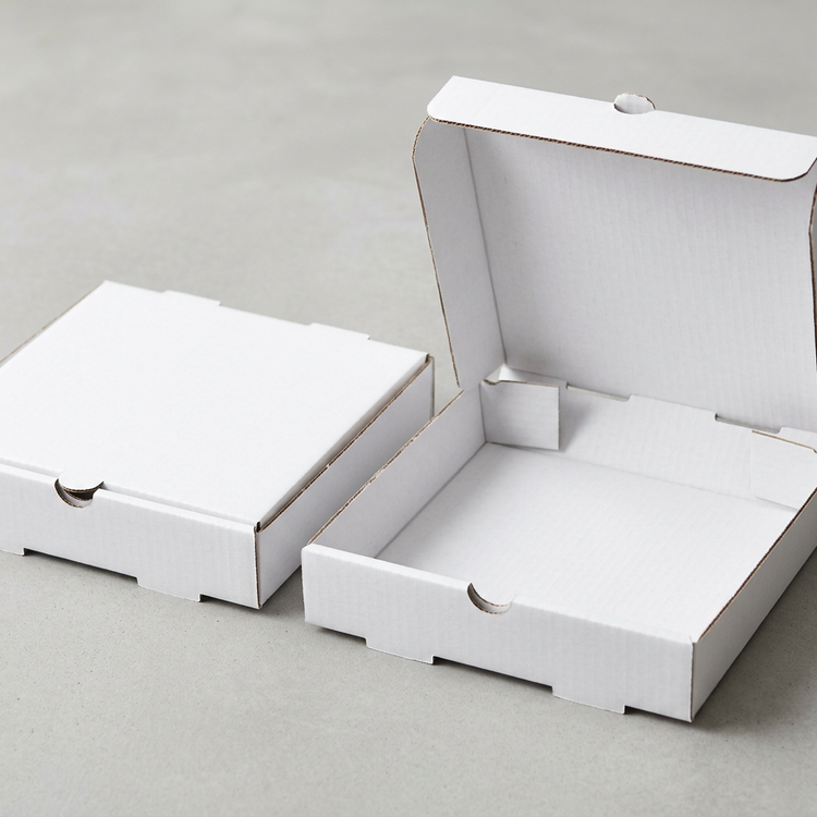 Generated illustration of white cardboard pizza boxes