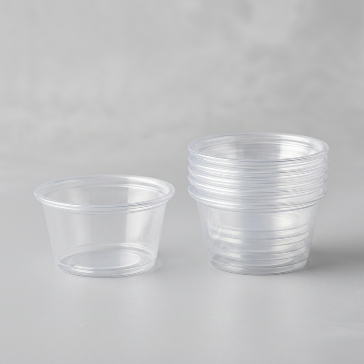 Generated illustration of clear plastic portion cups without lids