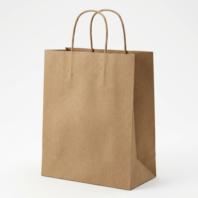 Generated illustration of a kraft paper bag with twisted paper handles