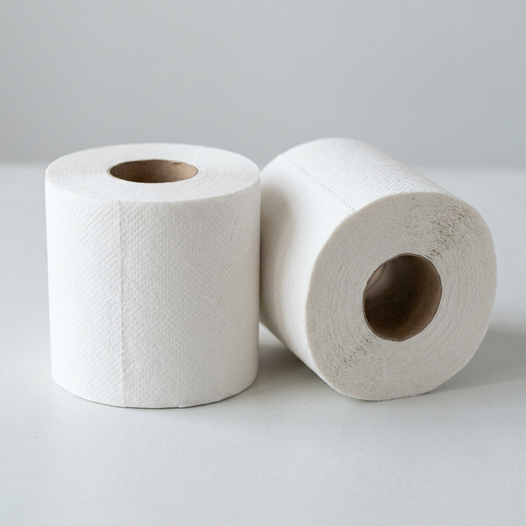 Generated illustration of generic toilet tissue rolls, not verified Everst Pro packaging