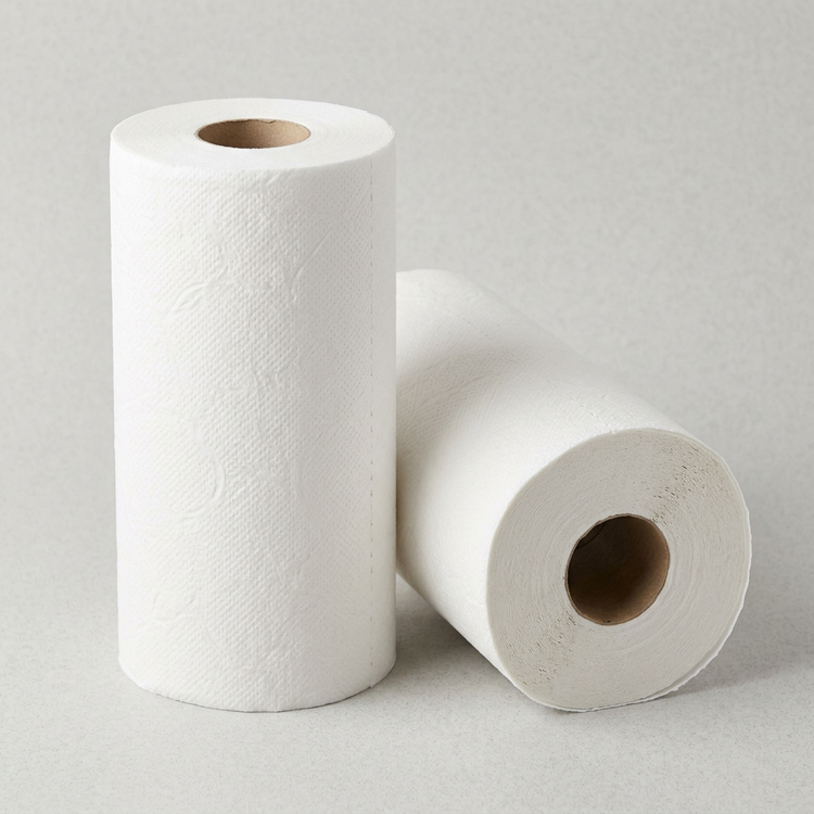 Generated illustration of generic paper towel rolls, not verified Snow Soft packaging
