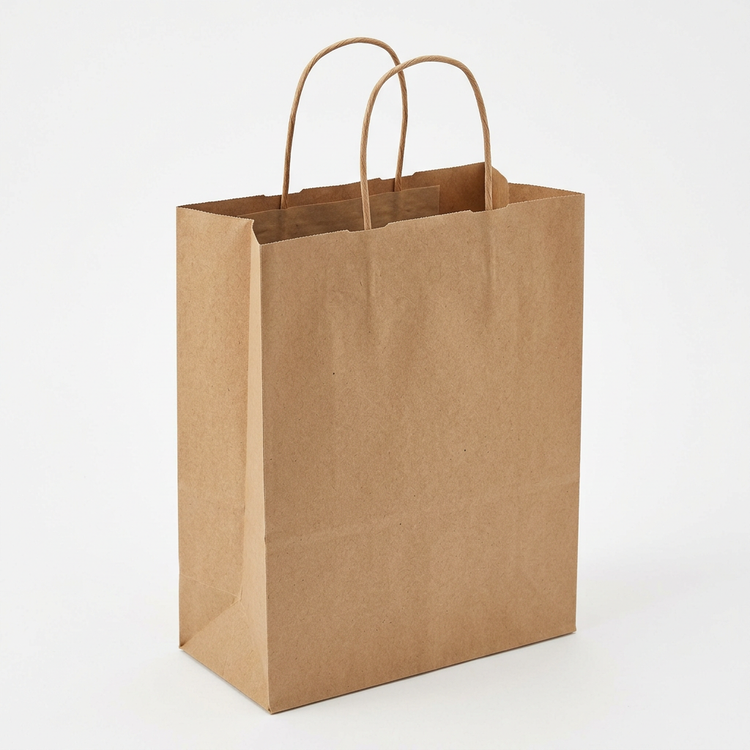Generated illustration of a kraft paper bag with twisted paper handles