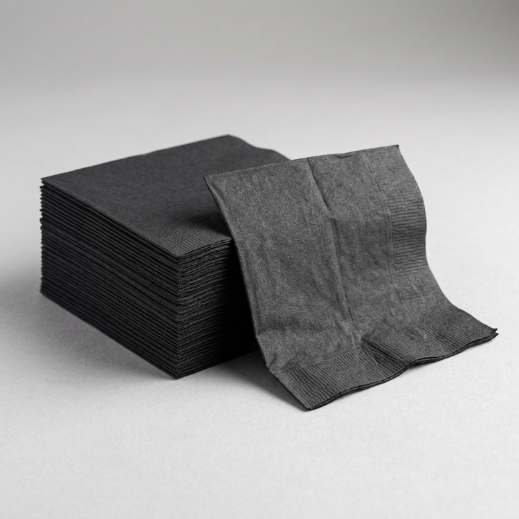 Generated illustration of generic black paper beverage napkins