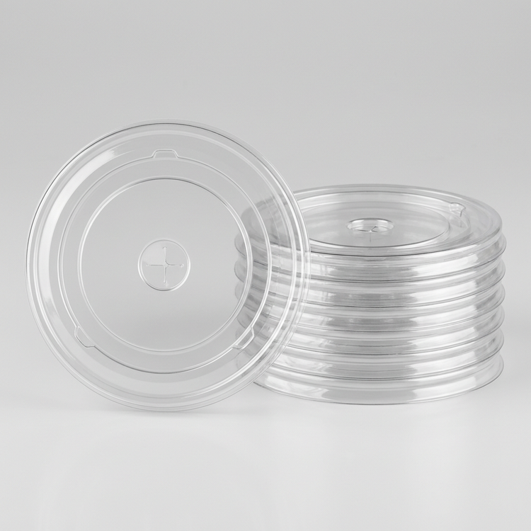 Generated illustration of clear straw-slot cup lids, cups not included