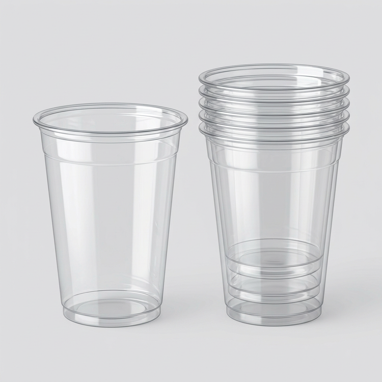 Generated illustration of clear plastic cups without lids