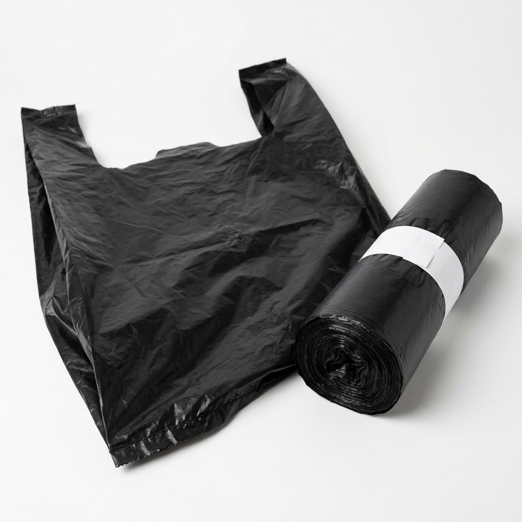 Generated illustration of strong black garbage bags