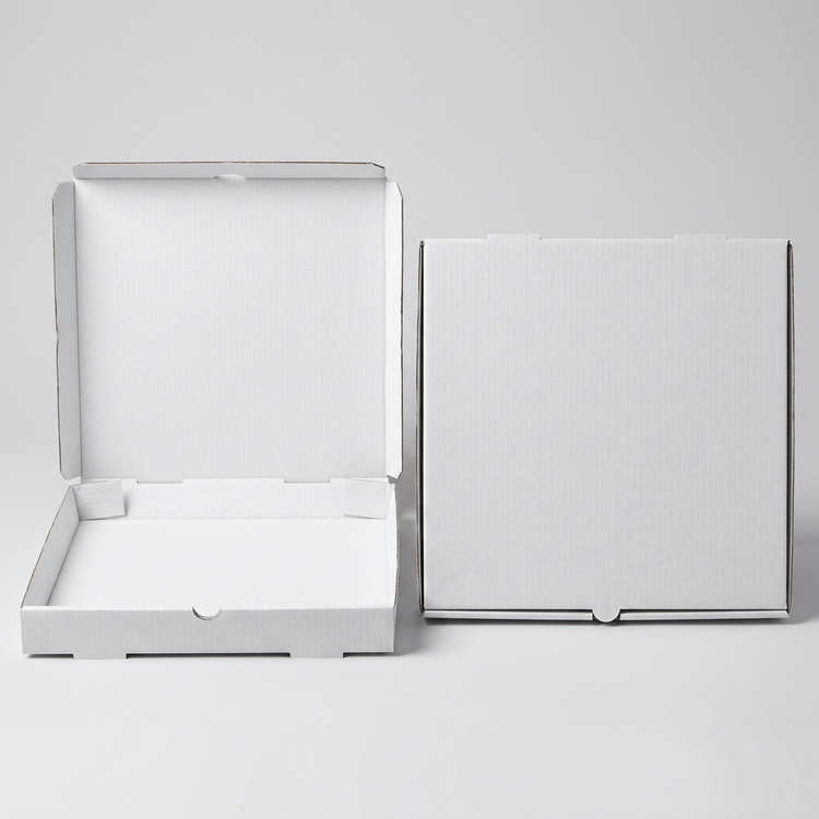 Generated illustration of white cardboard pizza boxes