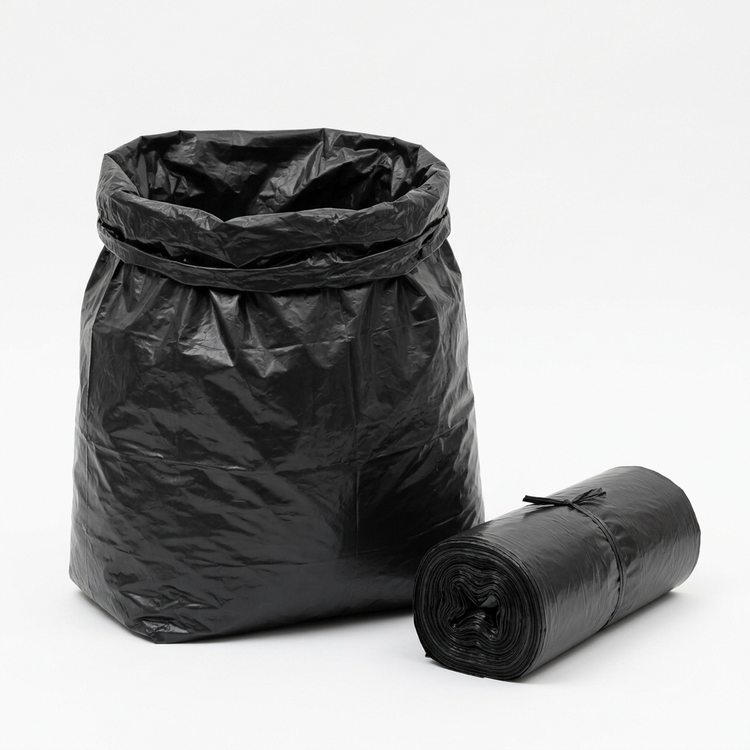 Generated illustration of strong black garbage bags