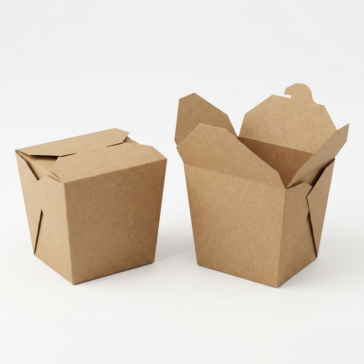 Generated illustration of generic kraft paper takeout boxes