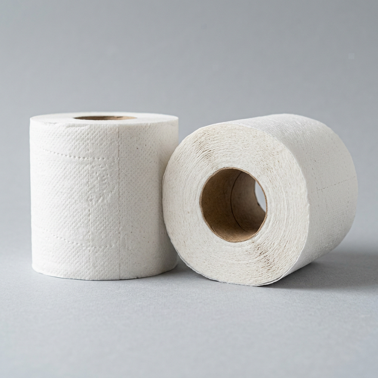 Generated illustration of generic toilet tissue rolls, not verified RiteTissue packaging