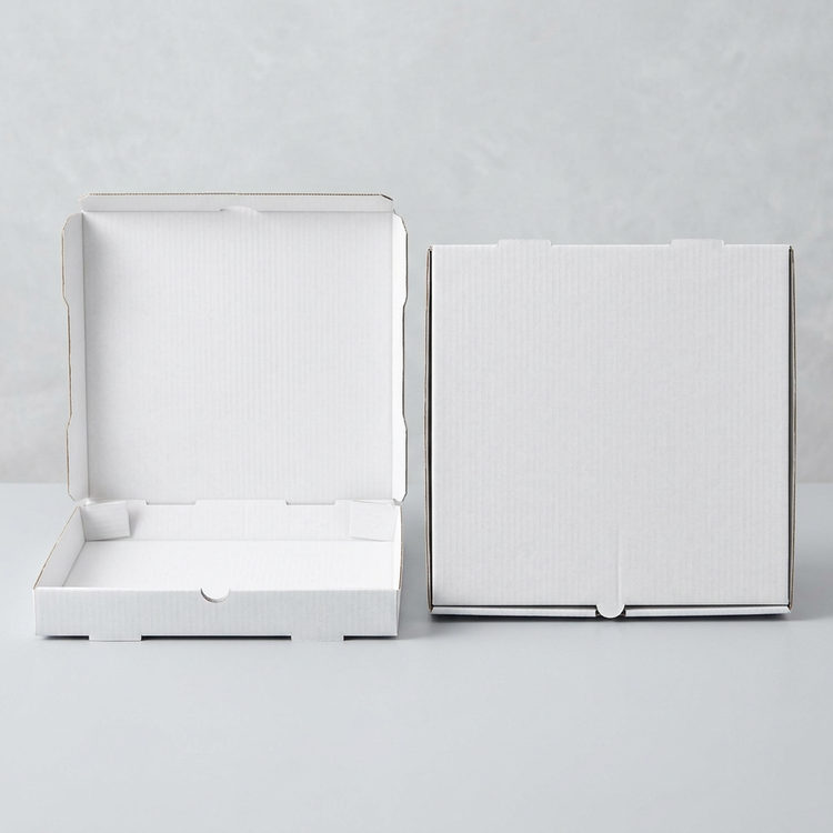 Generated illustration of white cardboard pizza boxes