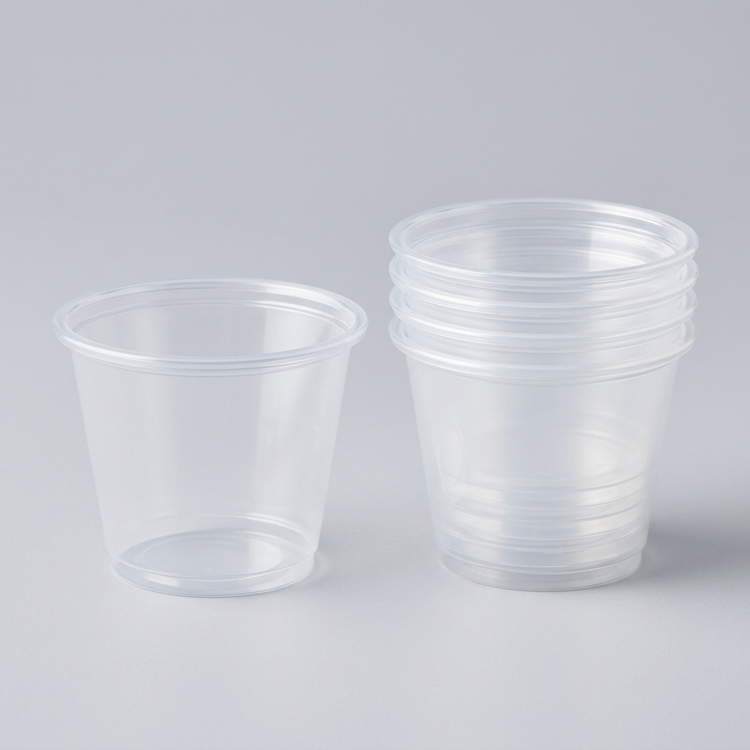 Generated illustration of clear plastic portion cups without lids